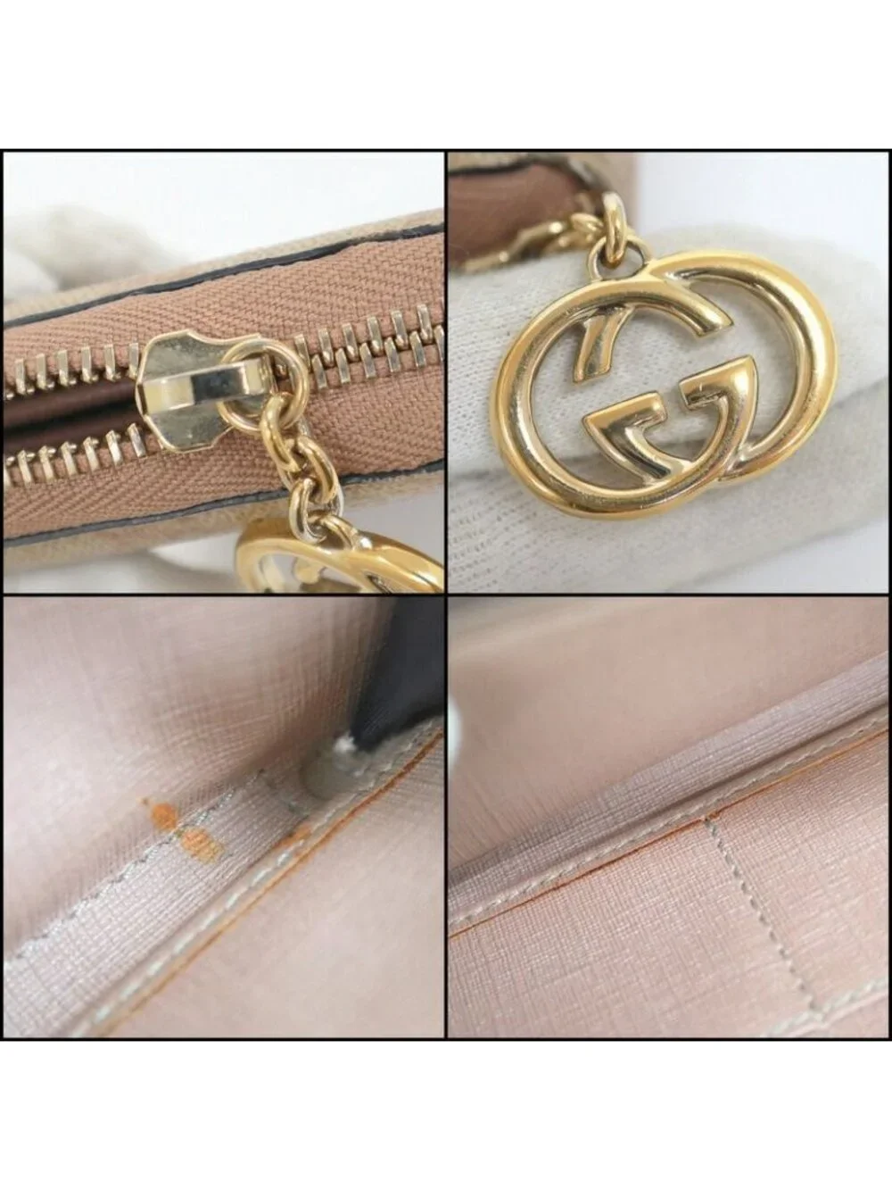 Gucci Zip Around Wallet GG Supreme Canvas Beige Pink - Picture 7 of 7